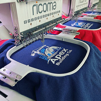 Embroidery machine stitching logo